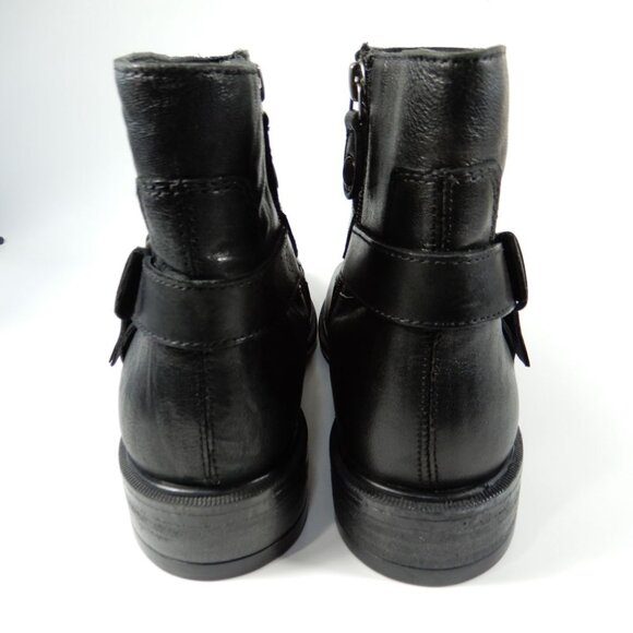 GEOX Respira Catria Motorcycle Biker Ankle Boots Size 8.5 Black Leather NEW - Picture 12 of 16